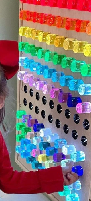 Sensory Crafters Wall-Mount Bright Light Peg Board | Giant Colored Light Pegs 28"x20" | Fun for Kids & Adults (210 Diy pegs)