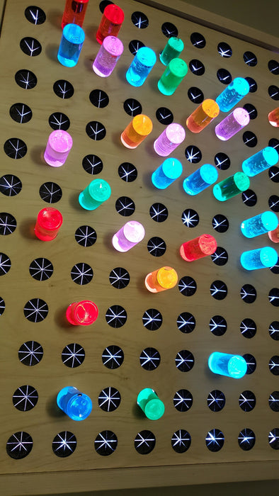 Sensory Crafters Wall-Mount Bright Light Peg Board | Giant Colored Light Pegs 28"x20" | Fun for Kids & Adults (210 Diy pegs)