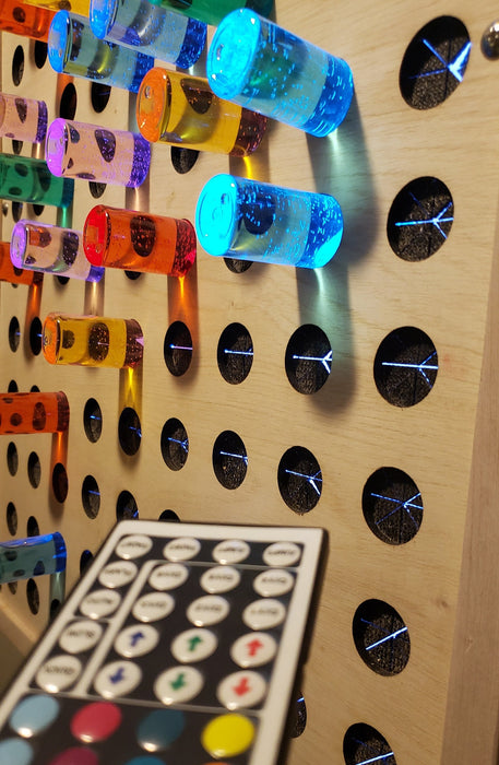 Sensory Crafters Wall-Mount Bright Light Peg Board | Giant Colored Light Pegs 28"x20" | Fun for Kids & Adults (210 Diy pegs)