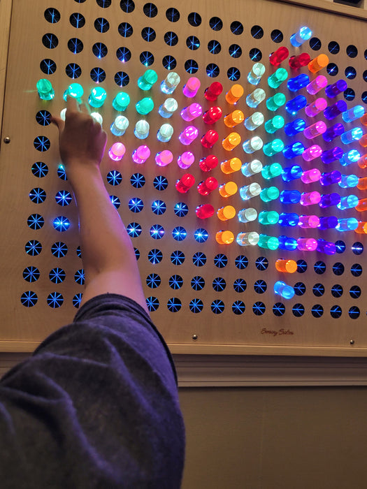 HUGE 4FT Bright Lite LED Pegboard | Giant Colored Pegs Wall-Mountable Sensory Board with Brite Light Approx 46" x 30" (Custom Built)