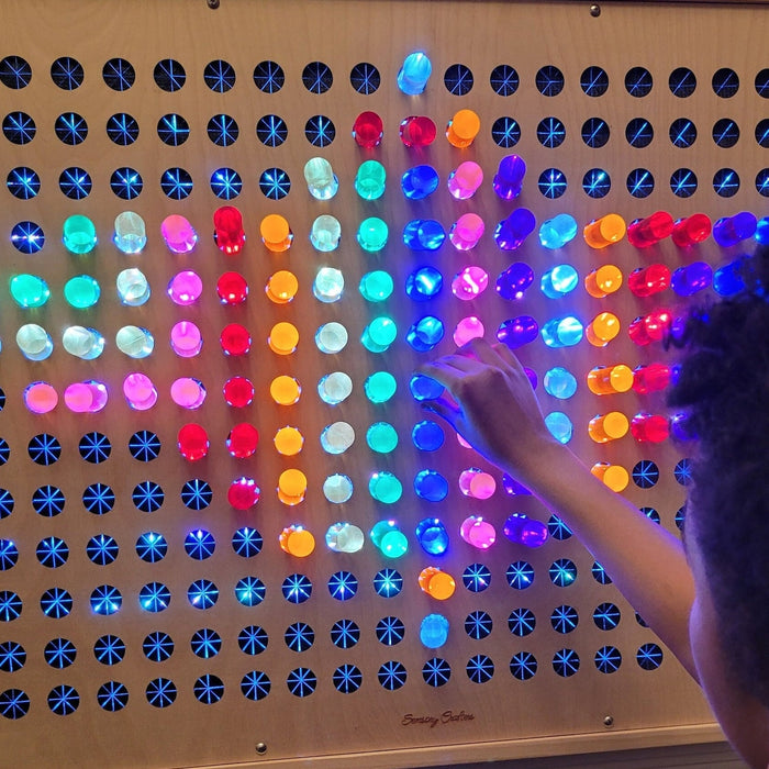 HUGE 4FT Bright Lite LED Pegboard | Giant Colored Pegs Wall-Mountable Sensory Board with Brite Light Approx 46" x 30" (Custom Built)