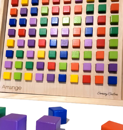 Arrange - Colorful Wooden Block Sensory Board