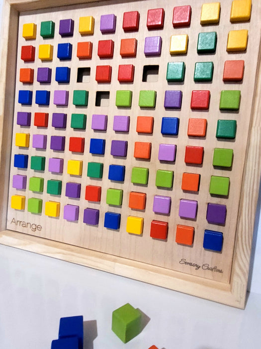 Arrange - Colorful Wooden Block Sensory Board