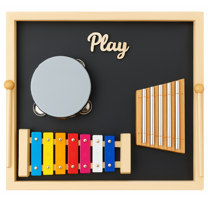 Percussion Musical Sensory Board - Tamborine, Chime, Xylophone