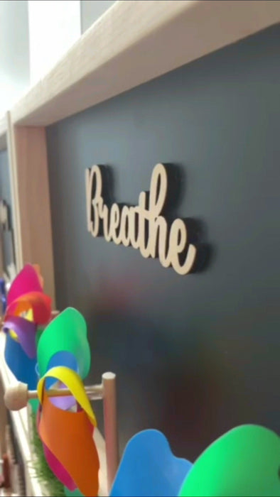 Wall-Mounted Pinwheel Sensory Board – “Breathe” Spinner Panel for Calm, Focus, and Tactile Play (18"x18")