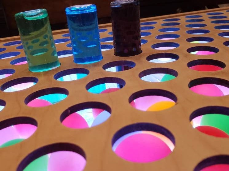 Light Table with Giant Colored Pegs and Glowing Balls -LED Light Table - Giant Lite bright, Giant Light Bright, Sand Tray- Sensory Table