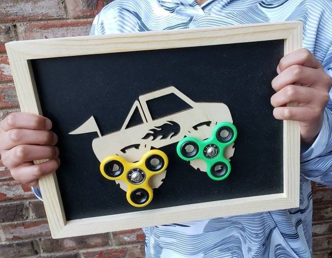 Monster Truck Mini Sensory Board - Fidget Toy | Kids Monster Truck Design (small - 12'' * 9")
