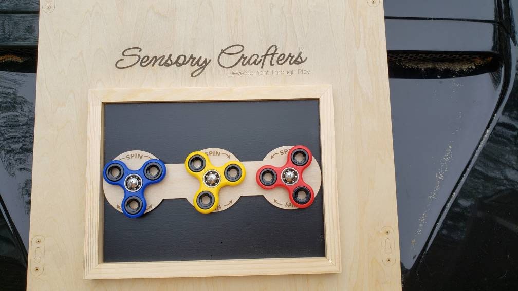 Fidget Trio - 12x9 Sensory Busy Board | 3 Fidget Spinners